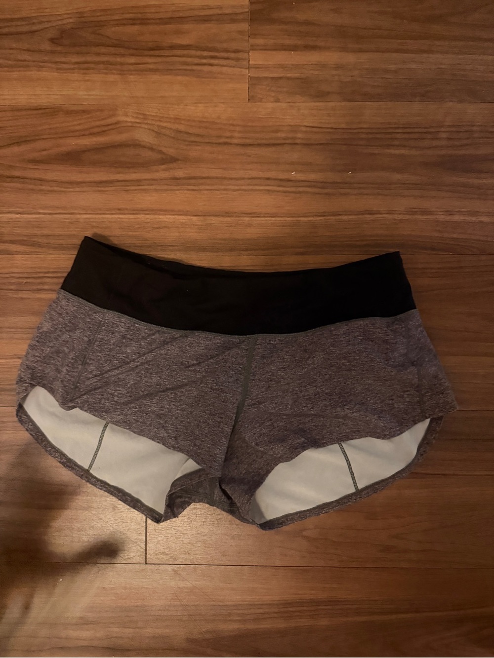 lululemon athletica Heather Gray Athletic Shorts with Black Waistband